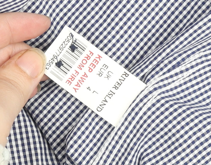 River Island Men's Blue Check Slim Fit Long Sleeve Shirt L