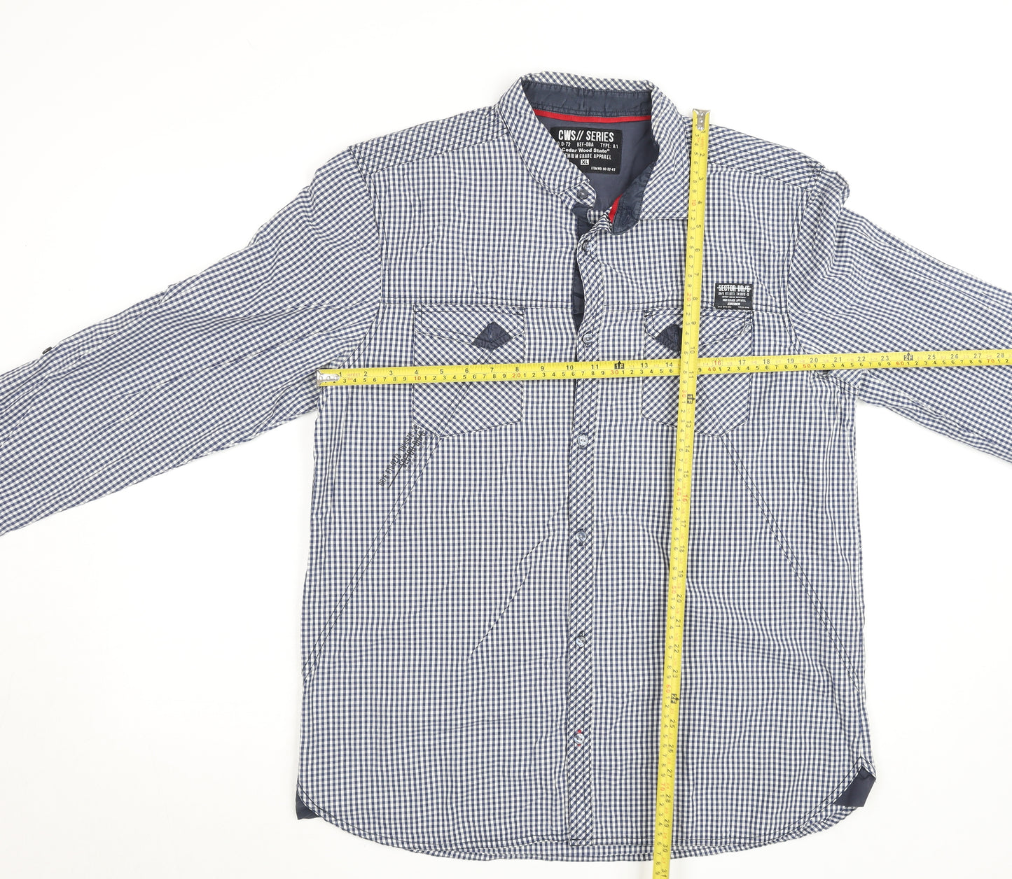 Cedar Wood State Men's Blue Check Button-Up Long Sleeve Shirt XL