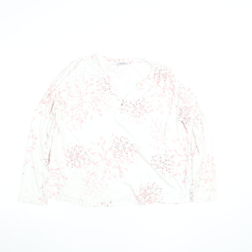 Bella di Notte Womens White Floral Cotton Long Sleeve Blouse Size 12
