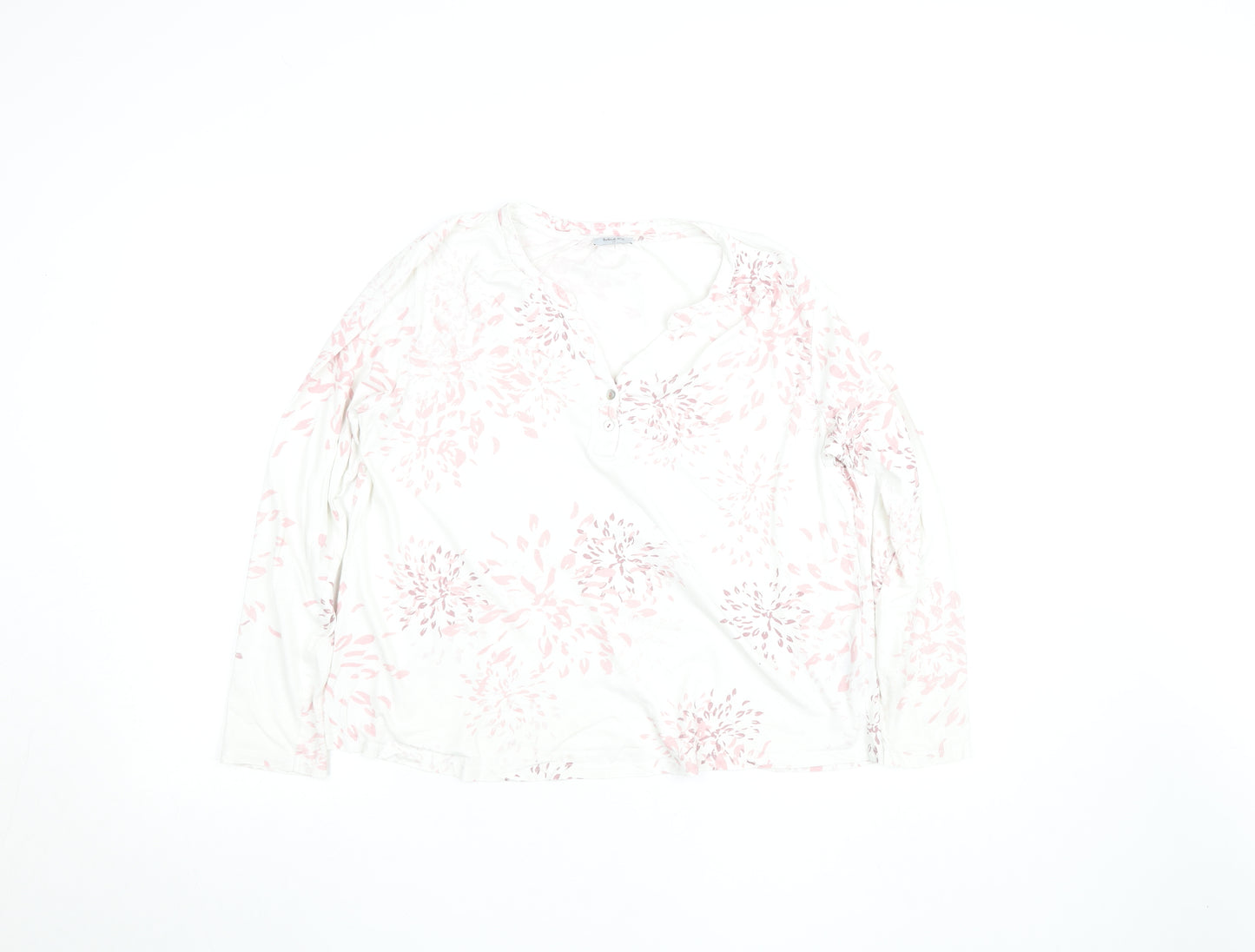 Bella di Notte Womens White Floral Cotton Long Sleeve Blouse Size 12