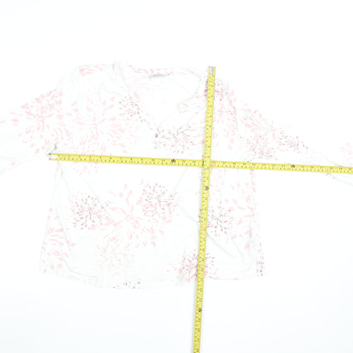 Bella di Notte Womens White Floral Cotton Long Sleeve Blouse Size 12