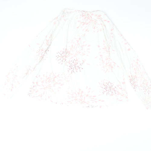 Bella di Notte Womens White Floral Cotton Long Sleeve Blouse Size 12