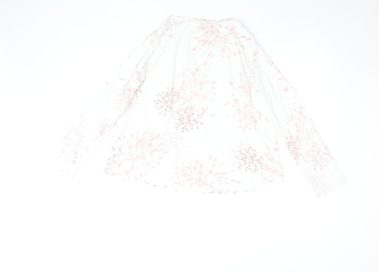 Bella di Notte Womens White Floral Cotton Long Sleeve Blouse Size 12