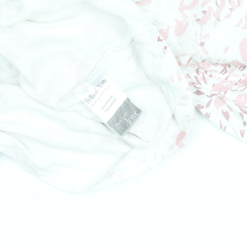 Bella di Notte Womens White Floral Cotton Long Sleeve Blouse Size 12