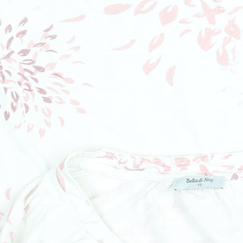 Bella di Notte Womens White Floral Cotton Long Sleeve Blouse Size 12