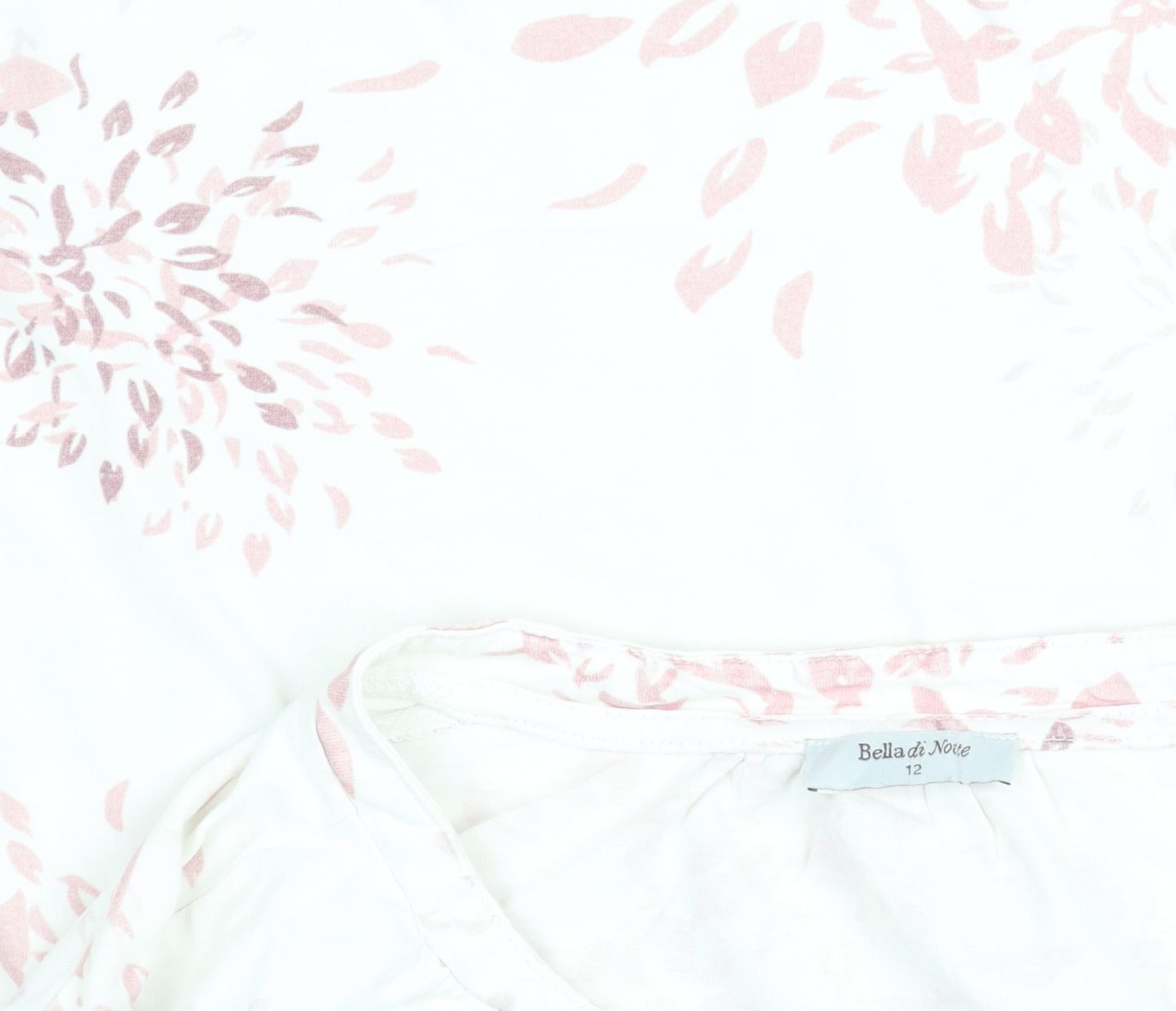 Bella di Notte Womens White Floral Cotton Long Sleeve Blouse Size 12