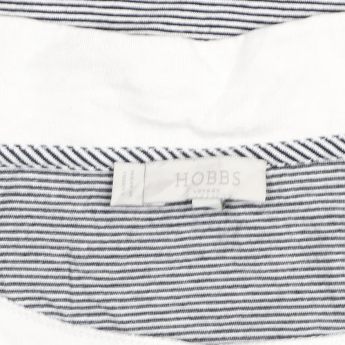Hobbs Women Black Striped Long Sleeve Cotton Collared Top Size L