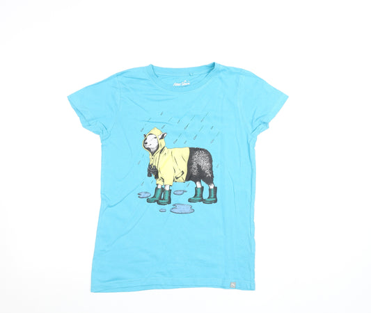 Peter Storm Womens Blue Funny Graphic T-Shirt Size 12 Cotton Crew Neck