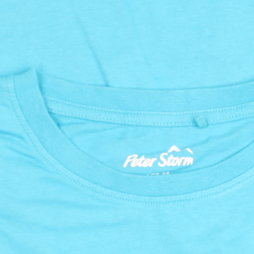 Peter Storm Womens Blue Funny Graphic T-Shirt Size 12 Cotton Crew Neck
