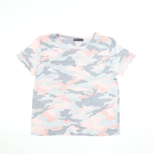 Marks and Spencer Womens Multicoloured Camouflage Cotton Blend T-Shirt Size 12
