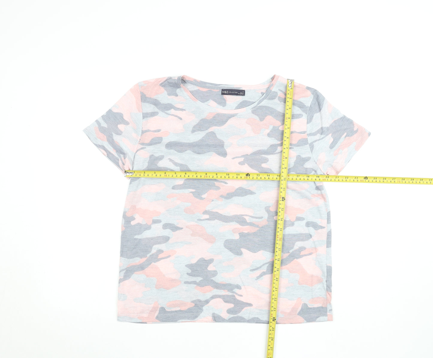Marks and Spencer Womens Multicoloured Camouflage Cotton Blend T-Shirt Size 12