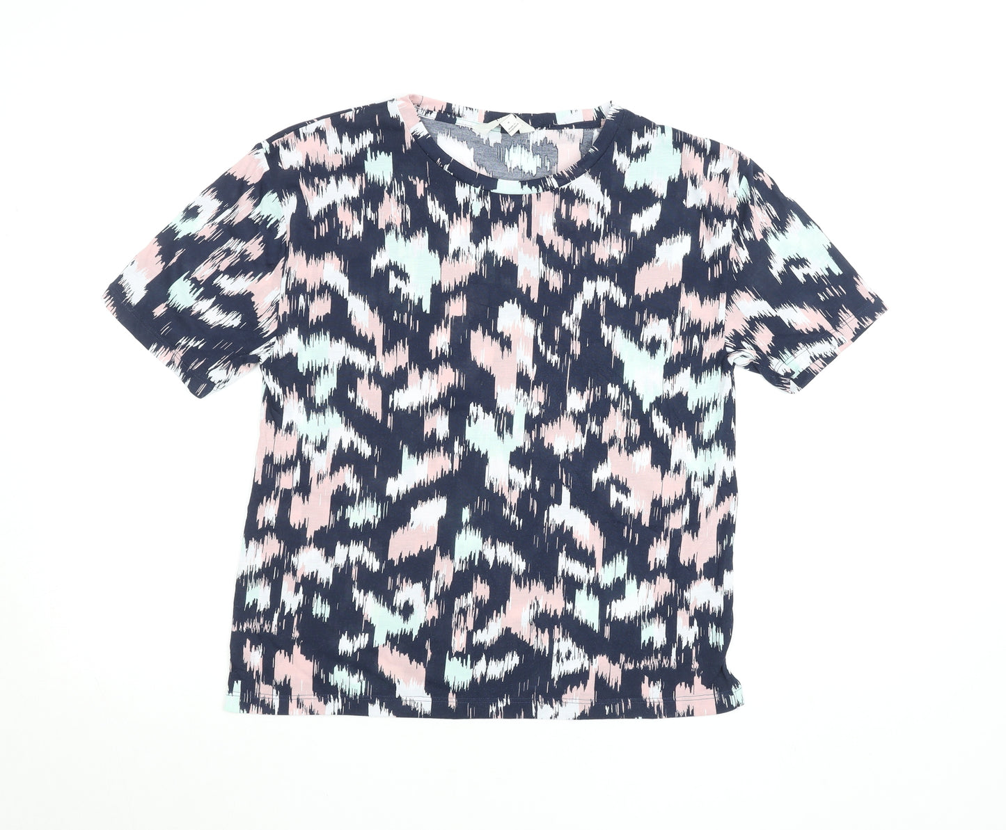 Marks and Spencer Women’s Multicoloured Size 8 Short Sleeve Cotton Blend T-Shirt