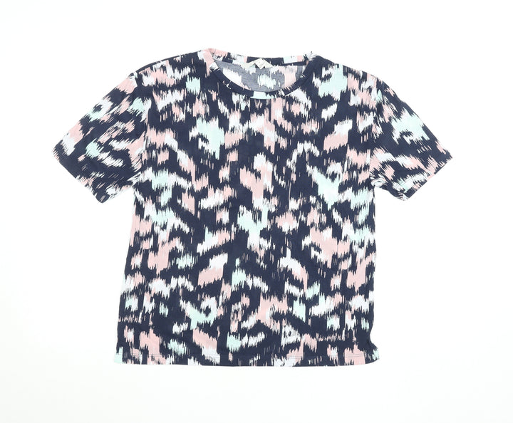 Marks and Spencer Women’s Multicoloured Size 8 Short Sleeve Cotton Blend T-Shirt