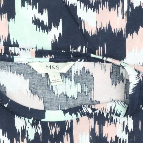 Marks and Spencer Women’s Multicoloured Size 8 Short Sleeve Cotton Blend T-Shirt