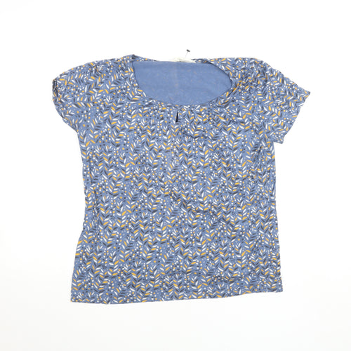 Seasalt Cornwall Women’s Blue Floral Bamboo Cotton Short Sleeve T-Shirt UK 12