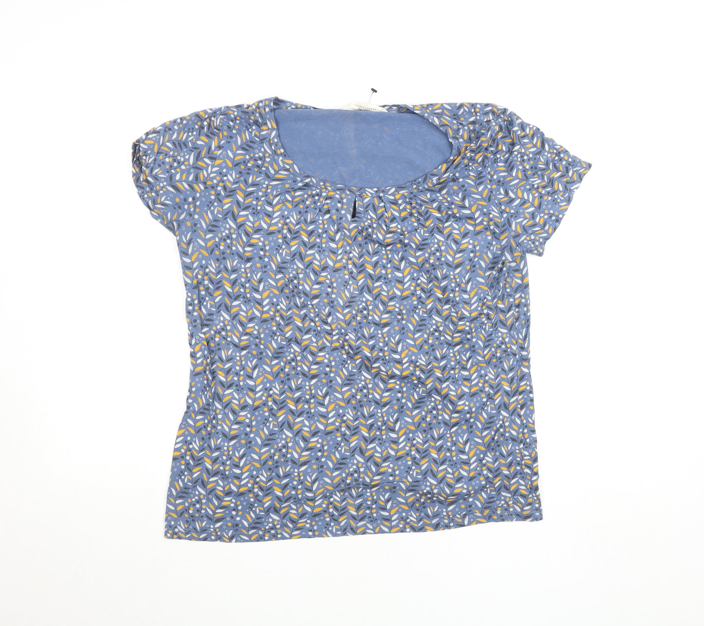 Seasalt Cornwall Women’s Blue Floral Bamboo Cotton Short Sleeve T-Shirt UK 12