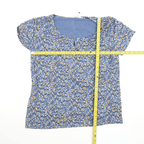 Seasalt Cornwall Women’s Blue Floral Bamboo Cotton Short Sleeve T-Shirt UK 12