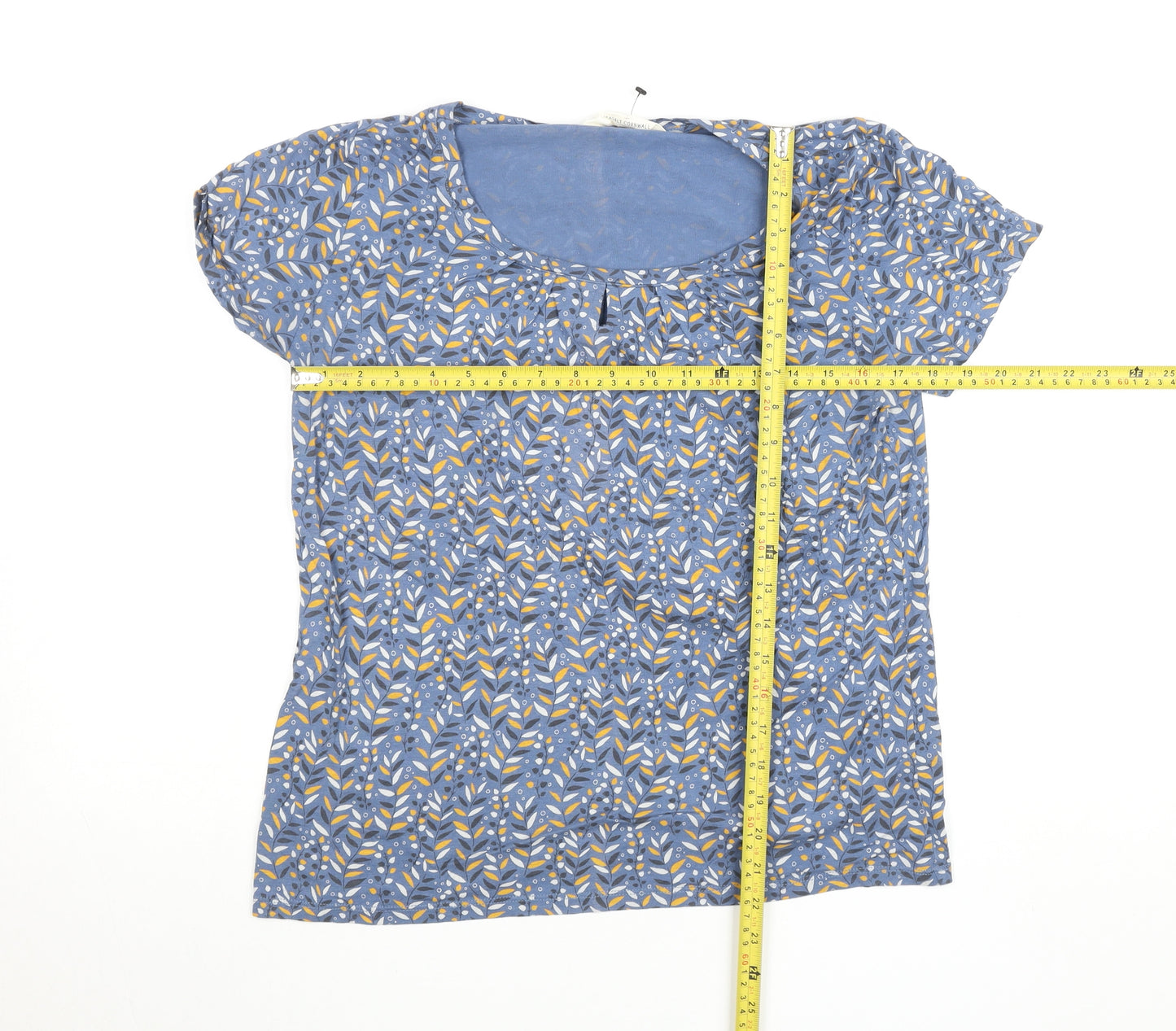 Seasalt Cornwall Women’s Blue Floral Bamboo Cotton Short Sleeve T-Shirt UK 12