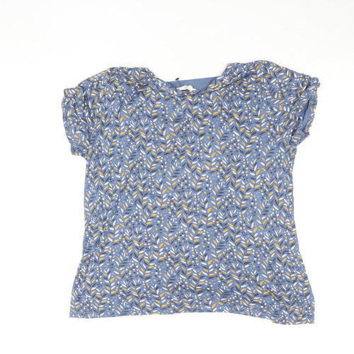 Seasalt Cornwall Women’s Blue Floral Bamboo Cotton Short Sleeve T-Shirt UK 12