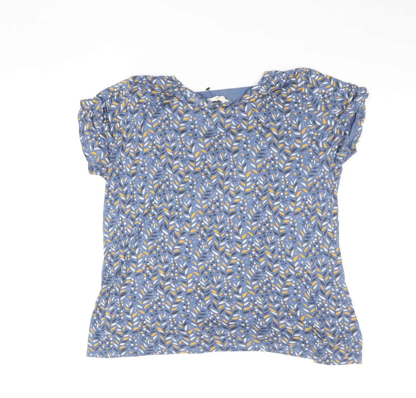 Seasalt Cornwall Women’s Blue Floral Bamboo Cotton Short Sleeve T-Shirt UK 12