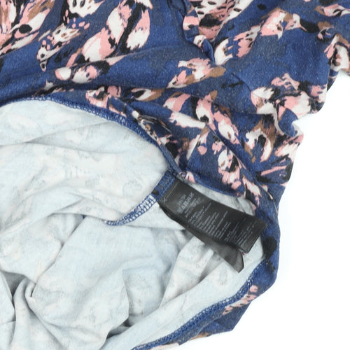 Monsoon Women Blue Floral 3/4 Sleeve Viscose Tunic Blouse Size L