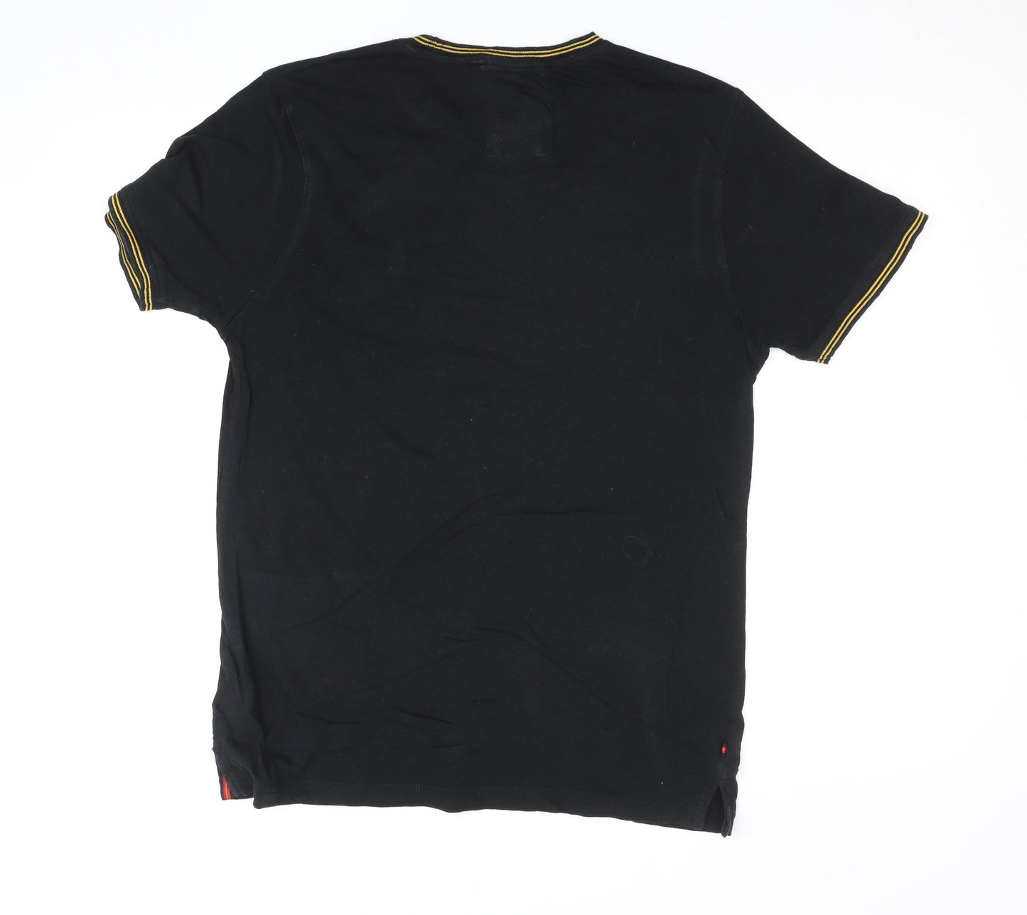 Luke Men's Black Medium Crew Neck Cotton T-Shirt with Embroidered Logo