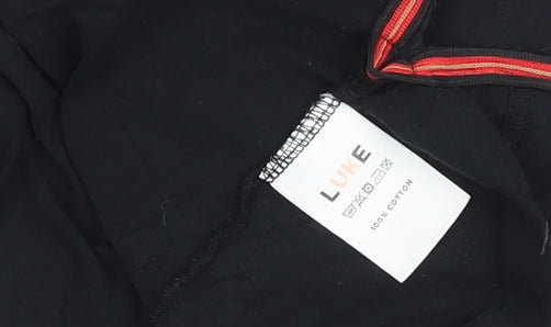 Luke Men's Black Medium Crew Neck Cotton T-Shirt with Embroidered Logo