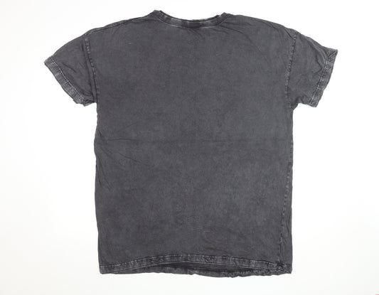 Liquor n Poker Mens Black Graphic Rock T-Shirt Size L 100% Cotton