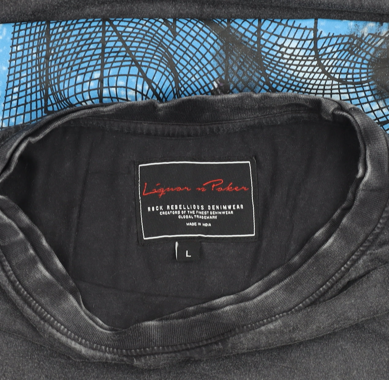 Liquor n Poker Mens Black Graphic Rock T-Shirt Size L 100% Cotton