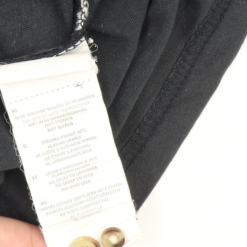 Soviet Mens Black Check Collar Polo Shirt Size L Short Sleeve Cotton