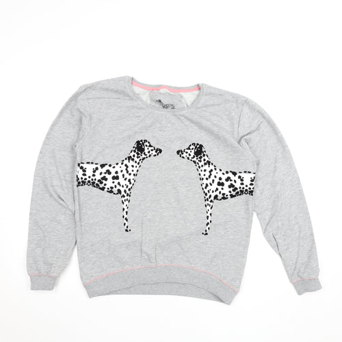Next Girls Grey Dalmatian Print Sweatshirt Size 10 Crew Neck