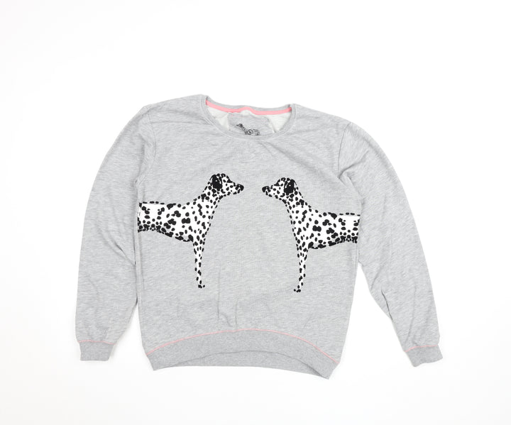 Next Girls Grey Dalmatian Print Sweatshirt Size 10 Crew Neck