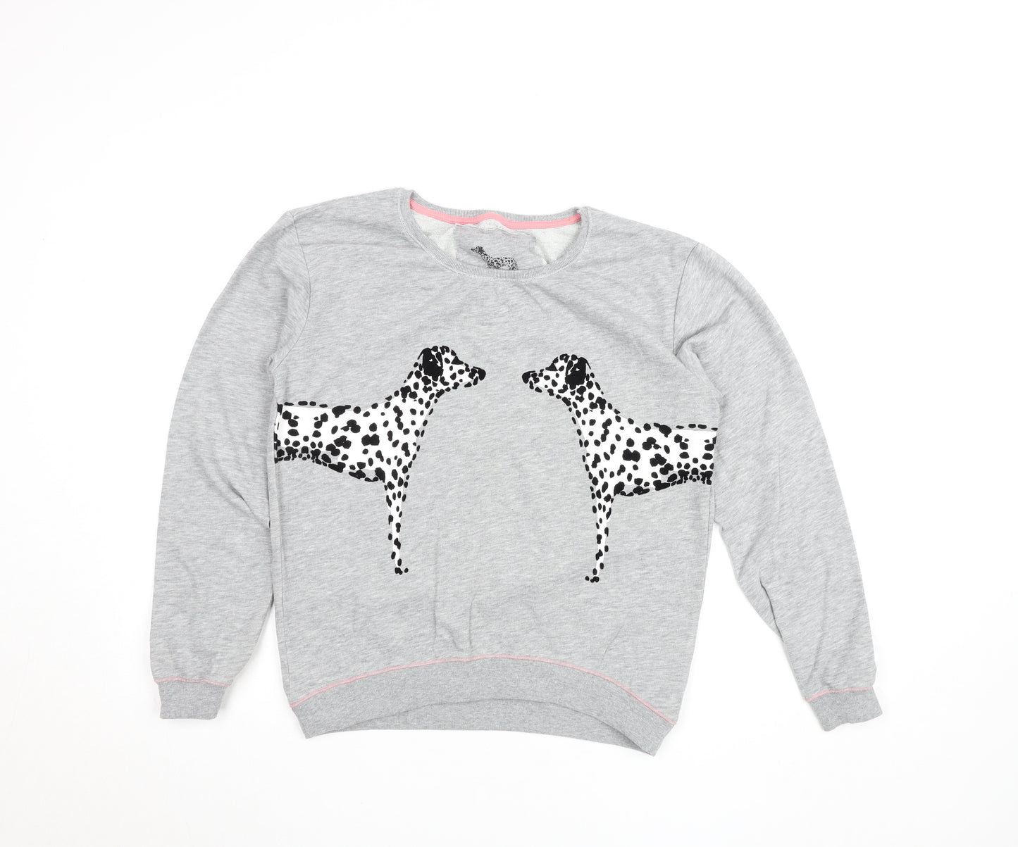 Next Girls Grey Dalmatian Print Sweatshirt Size 10 Crew Neck