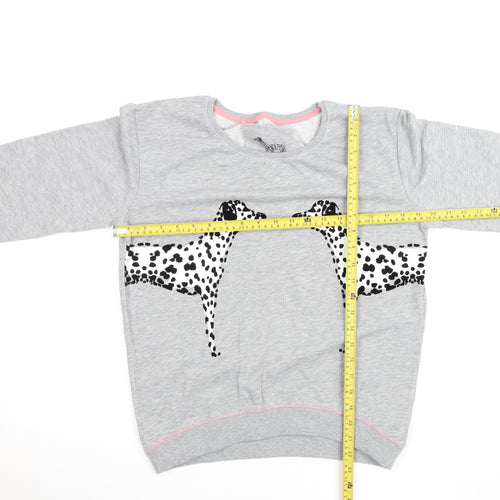 Next Girls Grey Dalmatian Print Sweatshirt Size 10 Crew Neck
