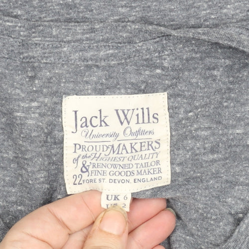 Jack Wills Womens Grey Size 6 Slim Fit Jersey T-Shirt