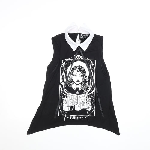 Killstar Womens Black Collared Sleeveless Gothic Tank Top Size M