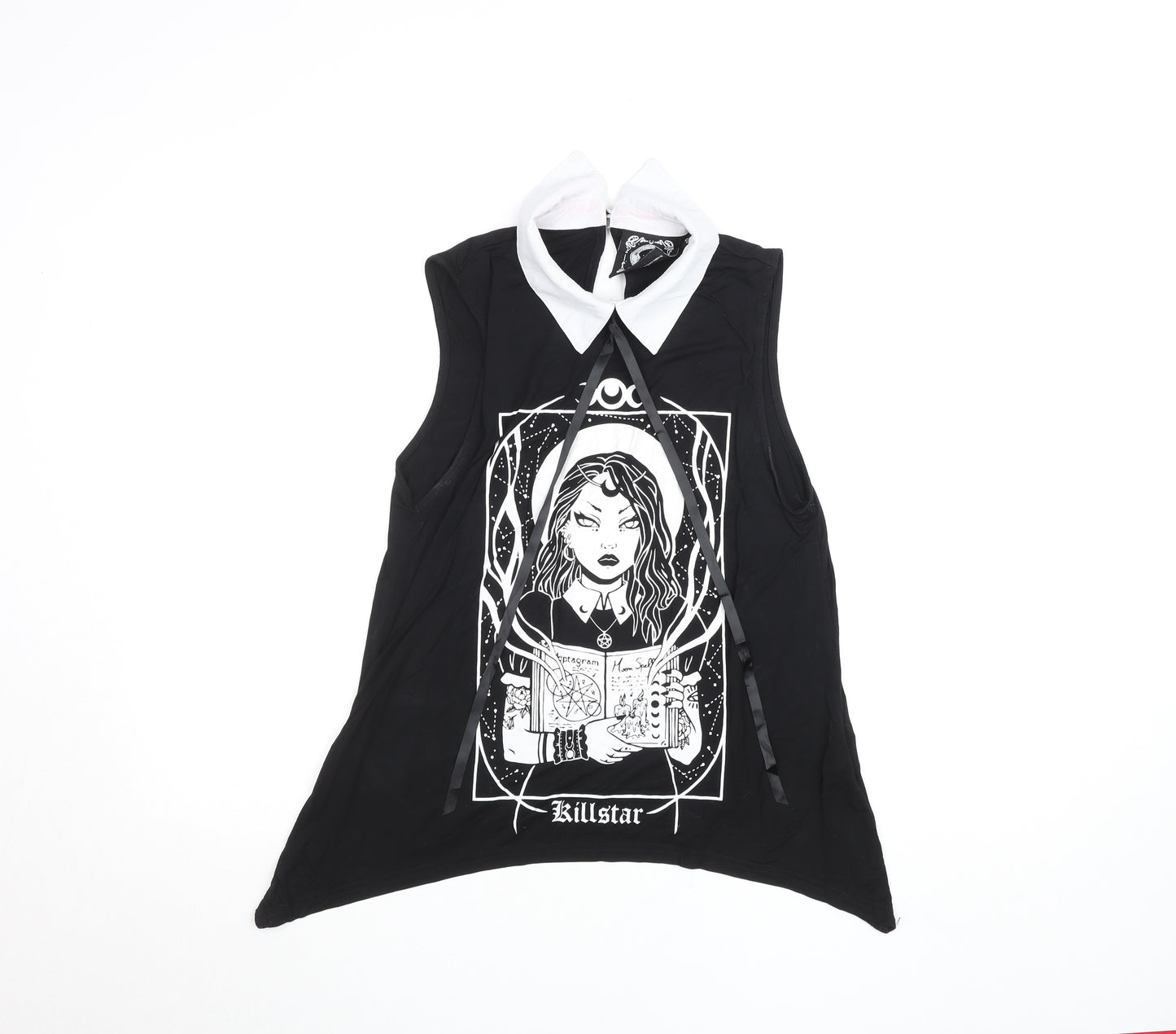 Killstar Womens Black Collared Sleeveless Gothic Tank Top Size M