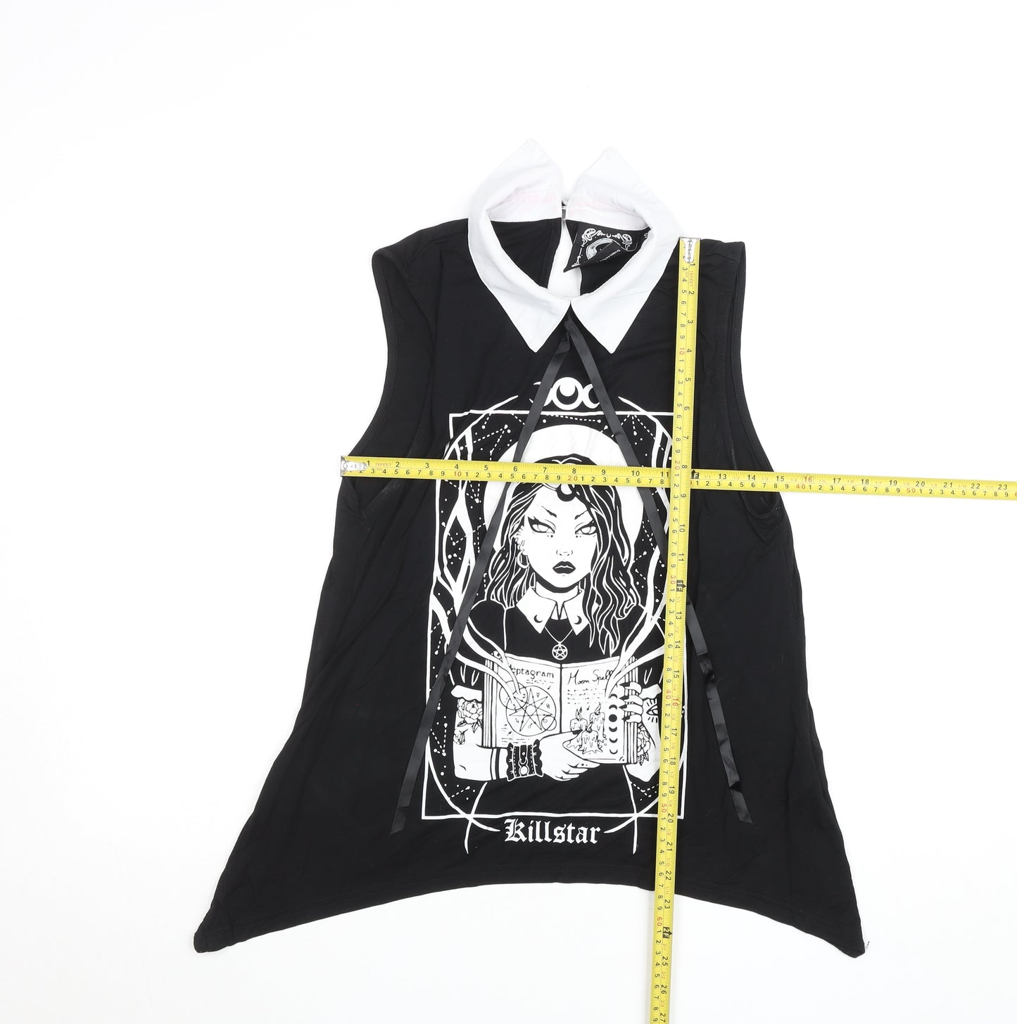 Killstar Womens Black Collared Sleeveless Gothic Tank Top Size M