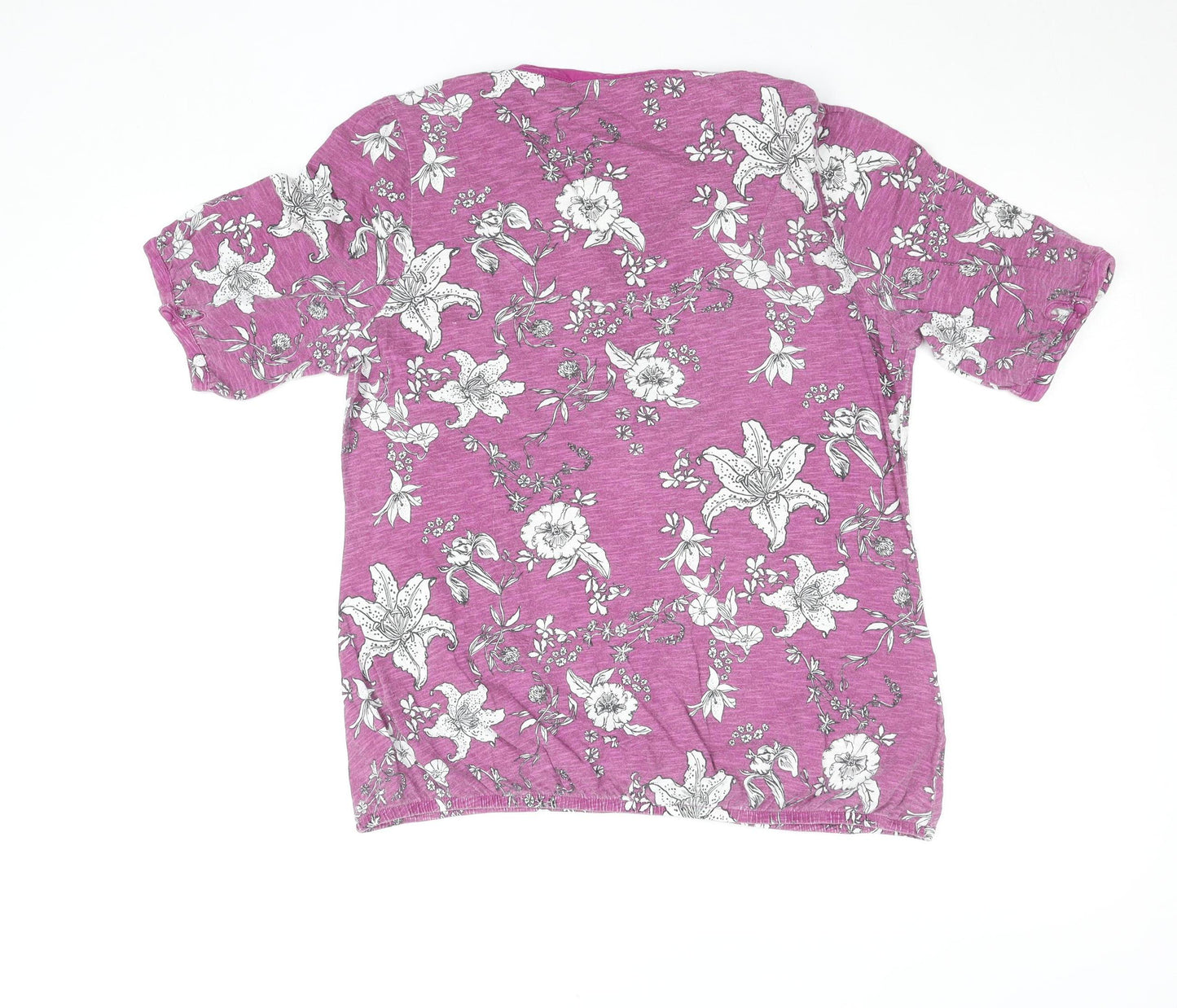 Marks and Spencer Women's Pink Floral Cotton Short Sleeve T-Shirt Size 12