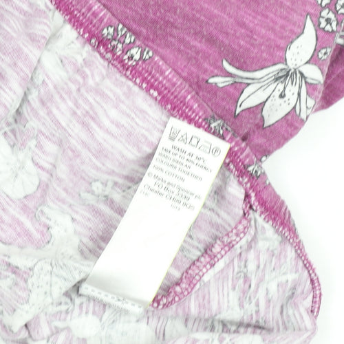 Marks and Spencer Women's Pink Floral Cotton Short Sleeve T-Shirt Size 12