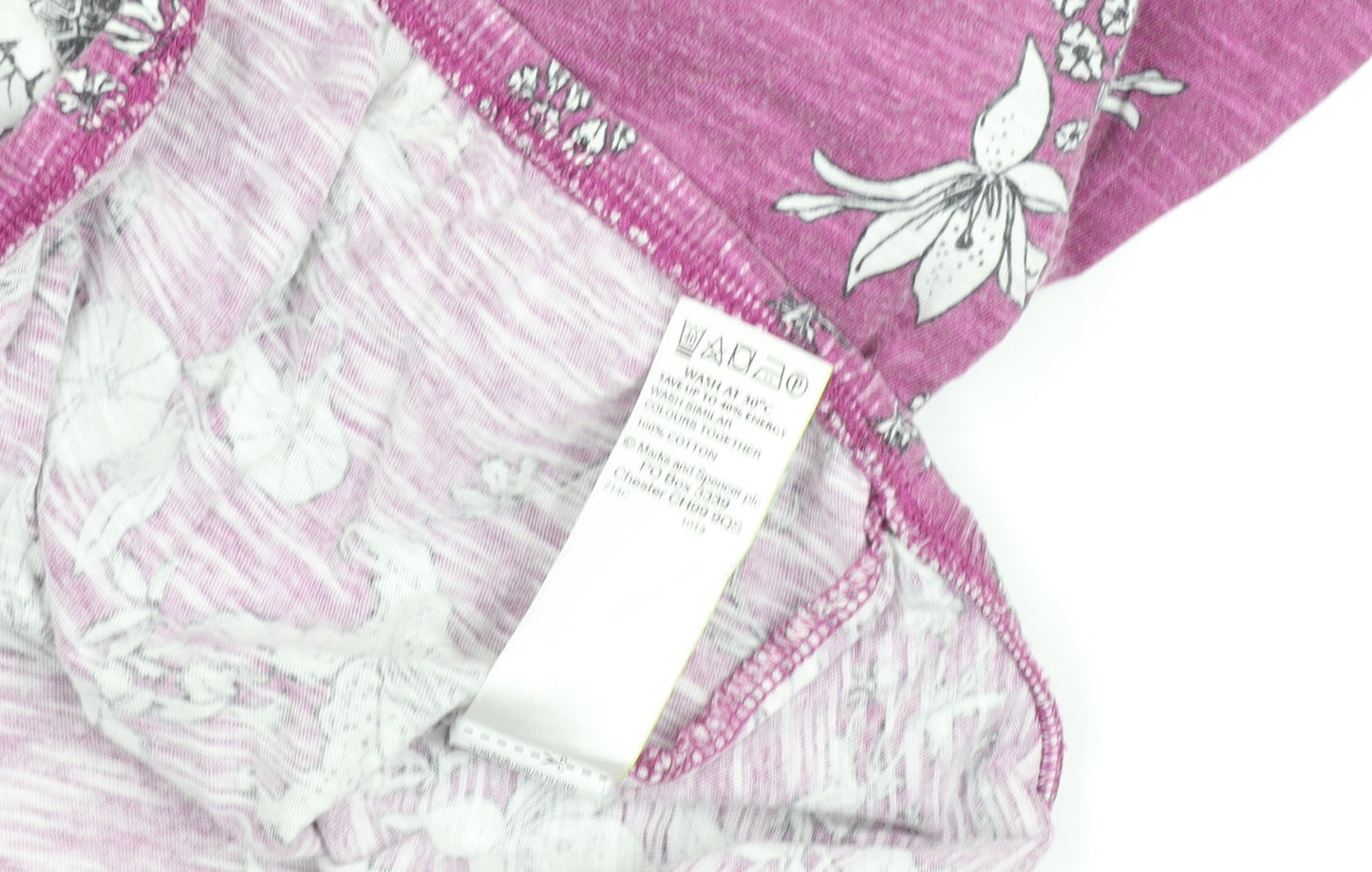 Marks and Spencer Women's Pink Floral Cotton Short Sleeve T-Shirt Size 12