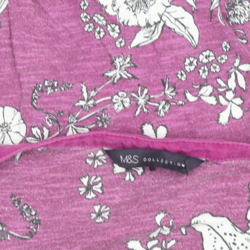 Marks and Spencer Women's Pink Floral Cotton Short Sleeve T-Shirt Size 12