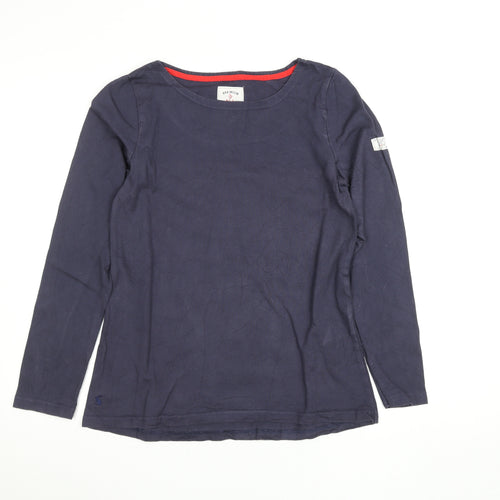 Joules Women's Blue Long Sleeve Cotton Boat Neck Top Size 10