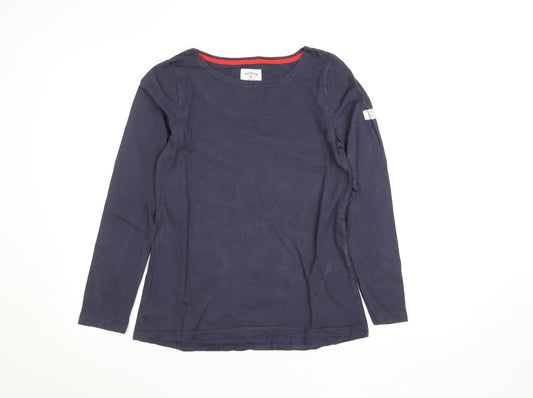 Joules Women's Blue Long Sleeve Cotton Boat Neck Top Size 10