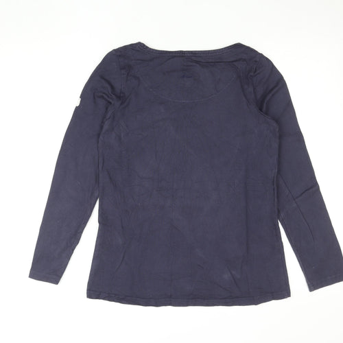 Joules Women's Blue Long Sleeve Cotton Boat Neck Top Size 10