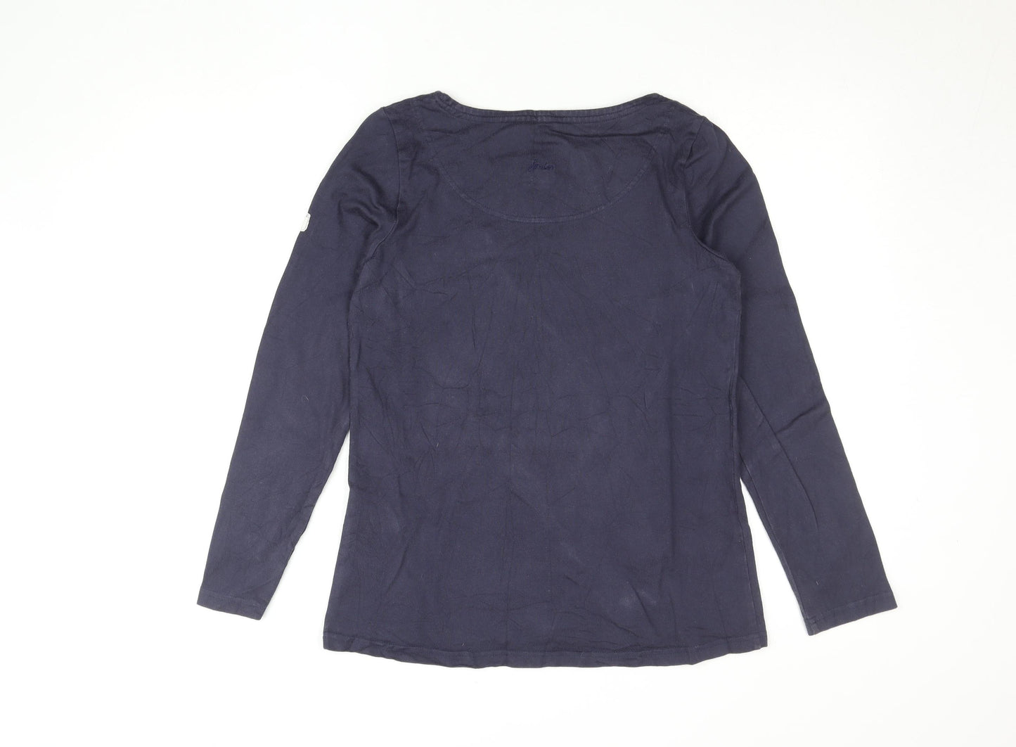 Joules Women's Blue Long Sleeve Cotton Boat Neck Top Size 10