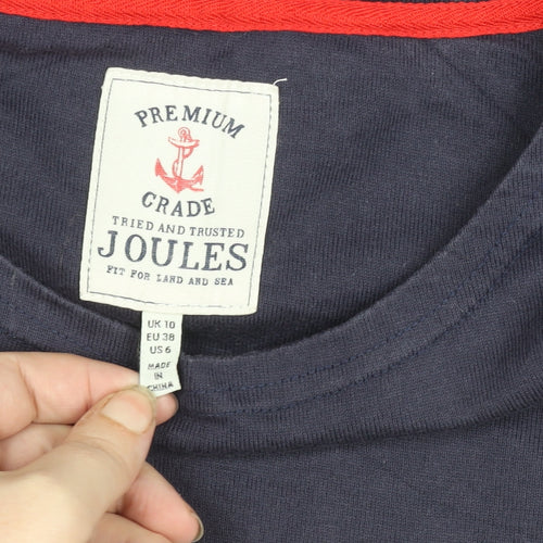 Joules Women's Blue Long Sleeve Cotton Boat Neck Top Size 10