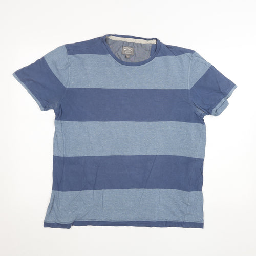 FatFace Men's Blue Striped Crew Neck Cotton T-Shirt Size M