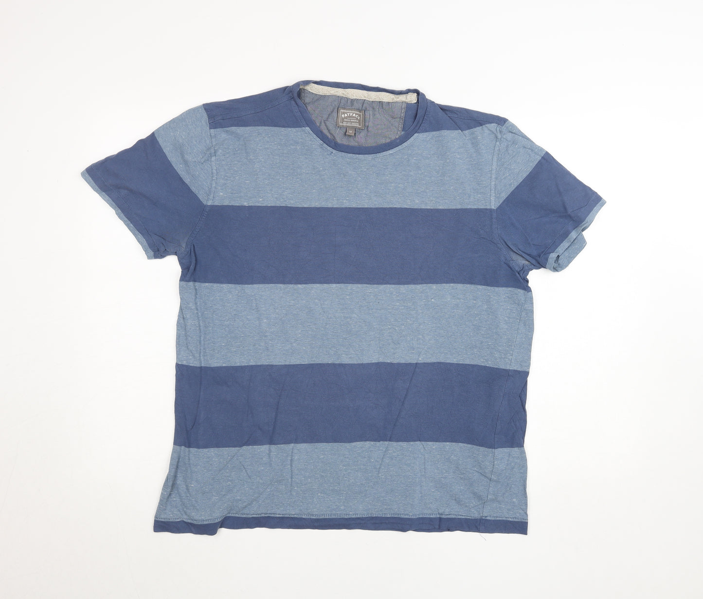 FatFace Men's Blue Striped Crew Neck Cotton T-Shirt Size M