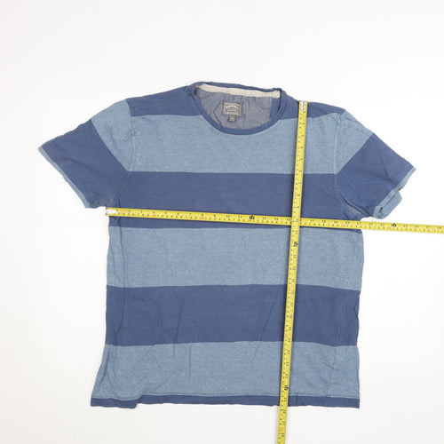 FatFace Men's Blue Striped Crew Neck Cotton T-Shirt Size M